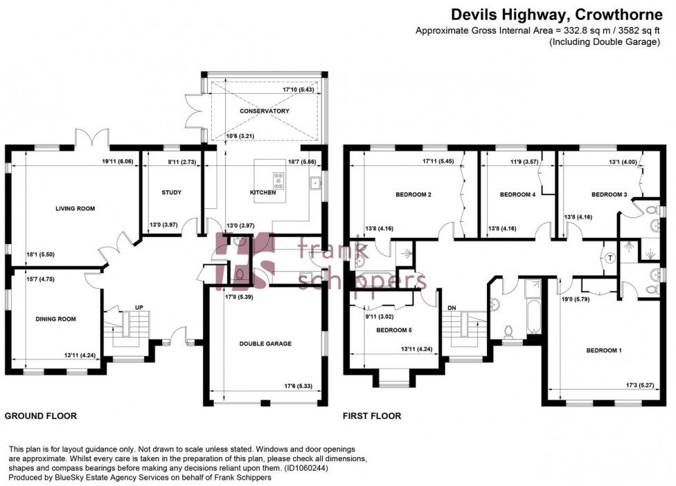 Floorplan for Foxhills House, The Devils Highway, Crowthorne