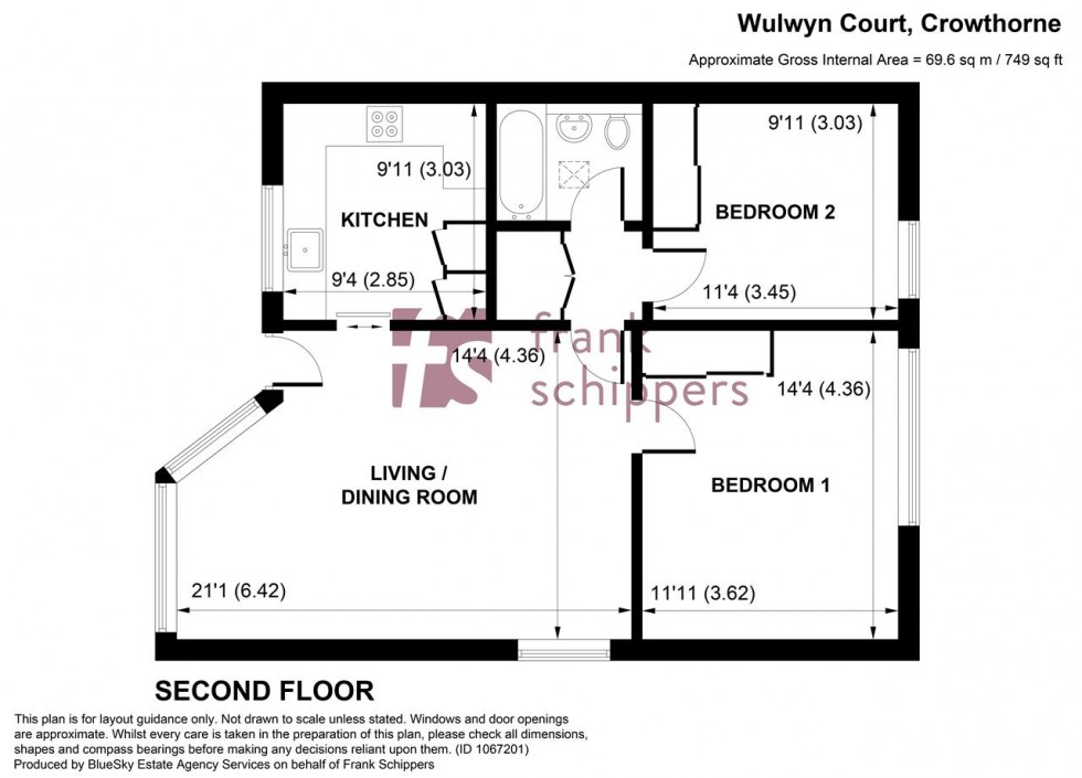 Floorplan for Wulwyn Court, Linkway, Edgcumbe Park, Crowthorne