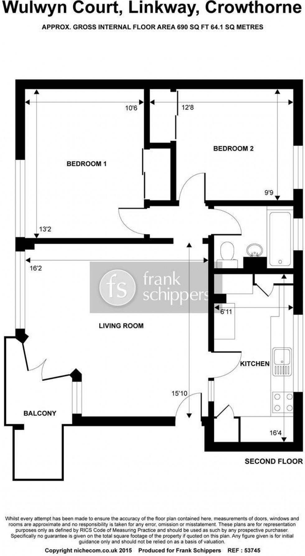 Floorplan for Wulwyn Court, Linkway, Crowthorne RG45 6ET