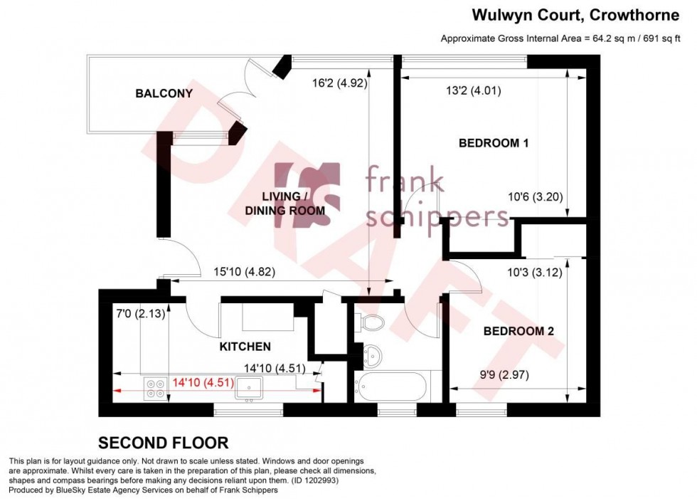 Floorplan for Wulwyn Court, Linkway, Crowthorne RG45 6ET