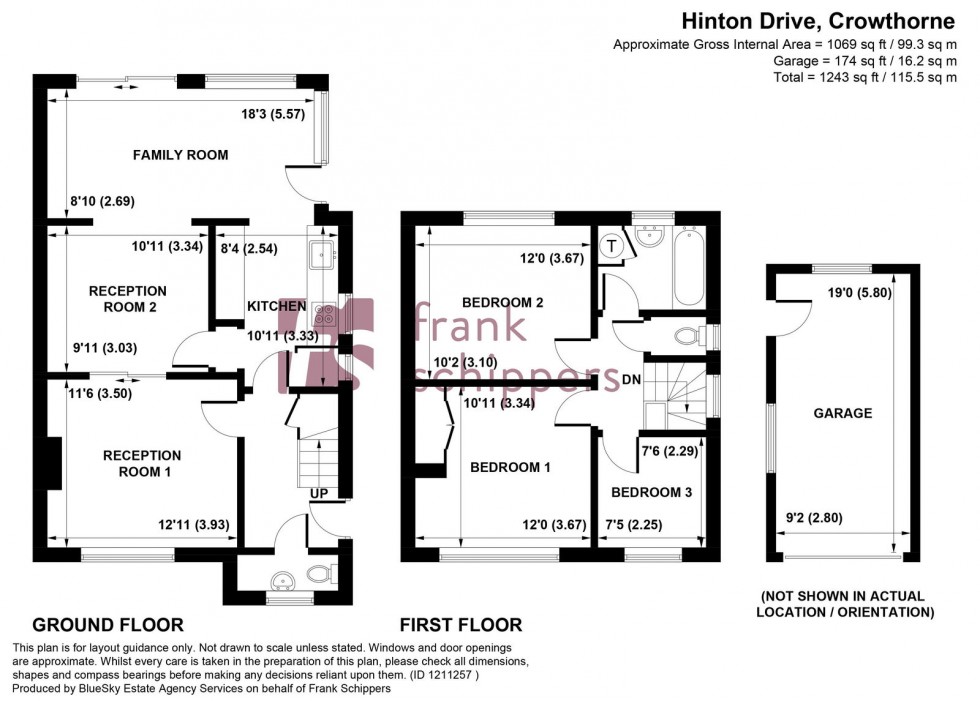 Floorplan for Hinton Drive, Crowthorne, Berkshire, RG45 6JY