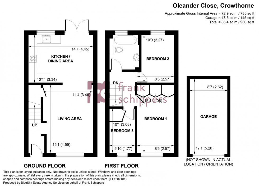 Floorplan for Oleander Close, Crowthorne, Berkshire, RG45 6TU