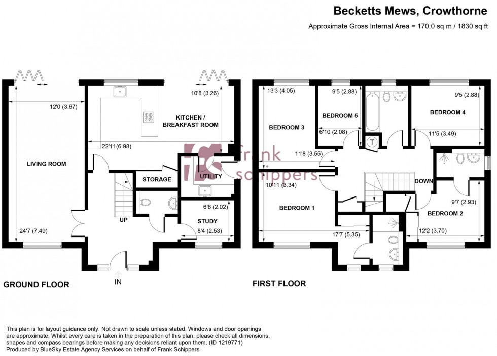 Floorplan for Becketts Mews, Crowthorne, Berkshire, RG45 6UJ