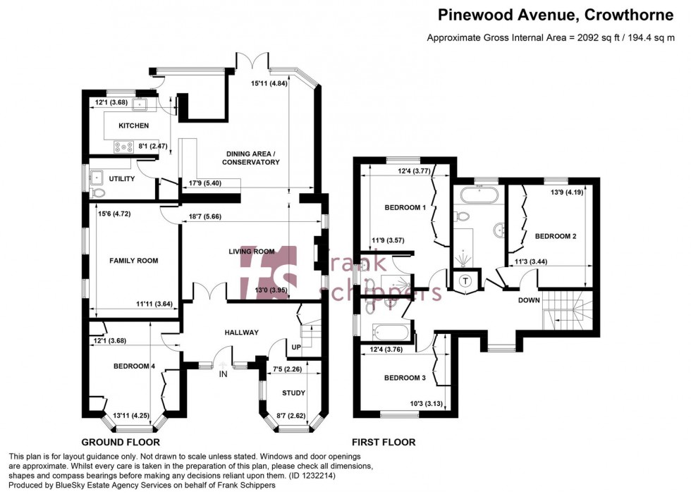 Floorplan for Pinewood Avenue, Crowthorne, Berkshire, RG45 6RR