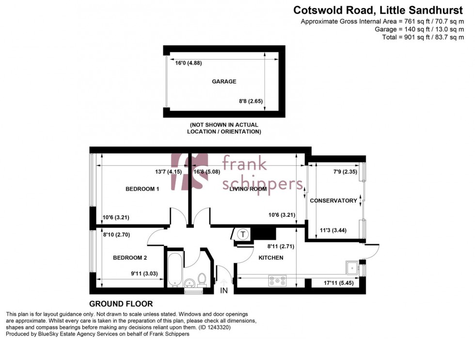 Floorplan for Cotswold Road, Sandhurst, Berkshire, GU47 8NA