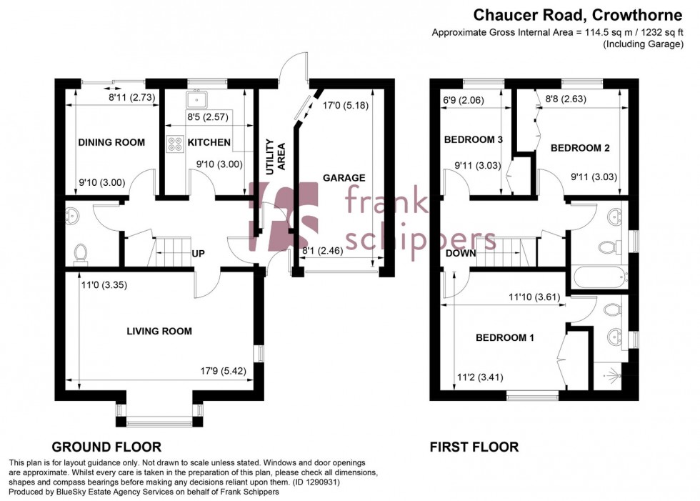 Floorplan for Chaucer Road, Crowthorne, Berkshire RG45 7QN
