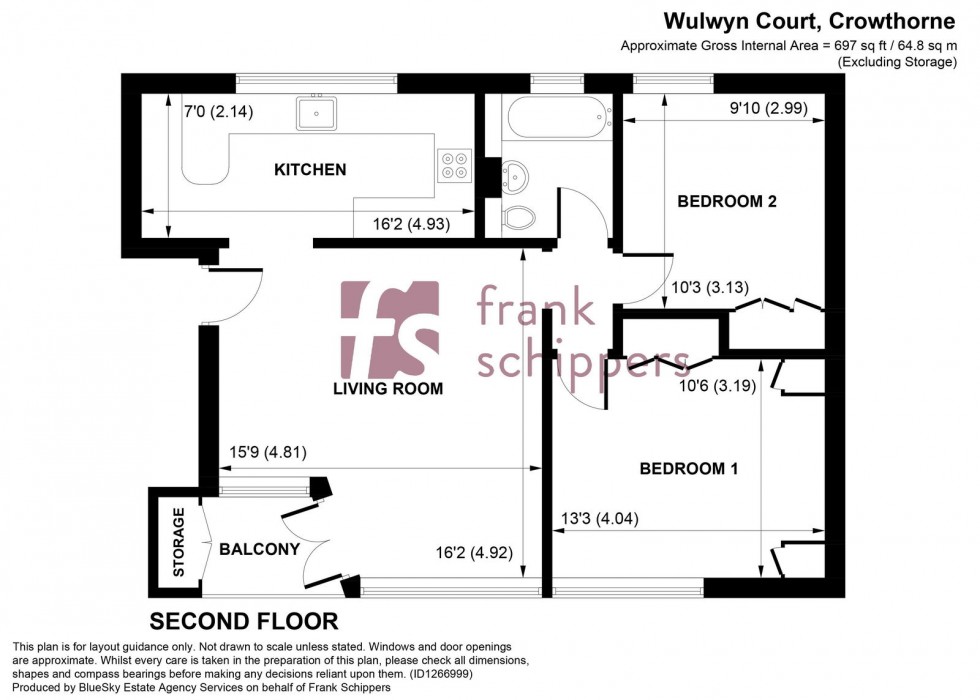 Floorplan for Wulwyn Court, Linkway, Crowthorne, Berkshire RG45 6ET