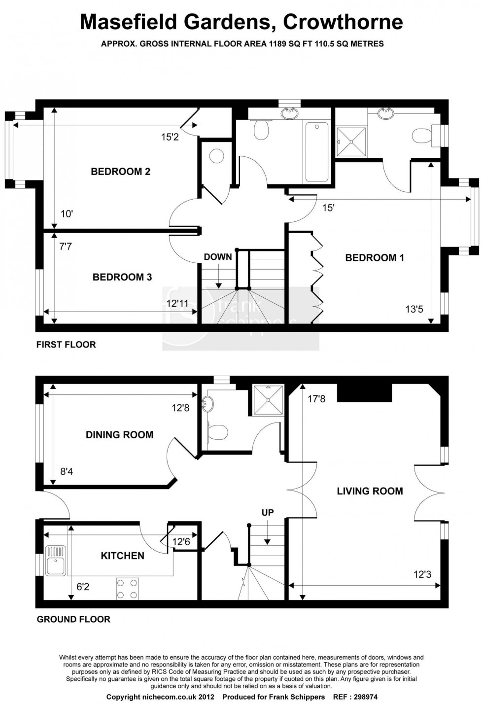 Floorplan for Masefield Gardens, Crowthorne, Berkshire