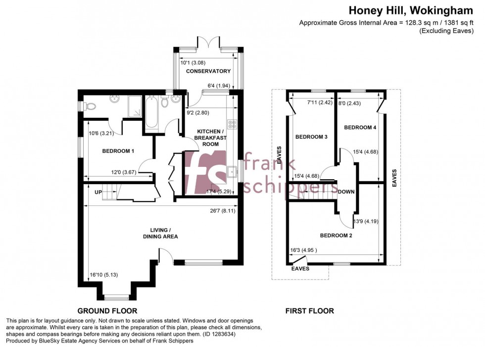 Floorplan for Honey Hill, Wokingham, Berkshire RG40 3BB