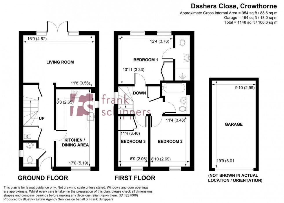Floorplan for Dashers Close, Crowthorne, Berkshire RG45 6GX