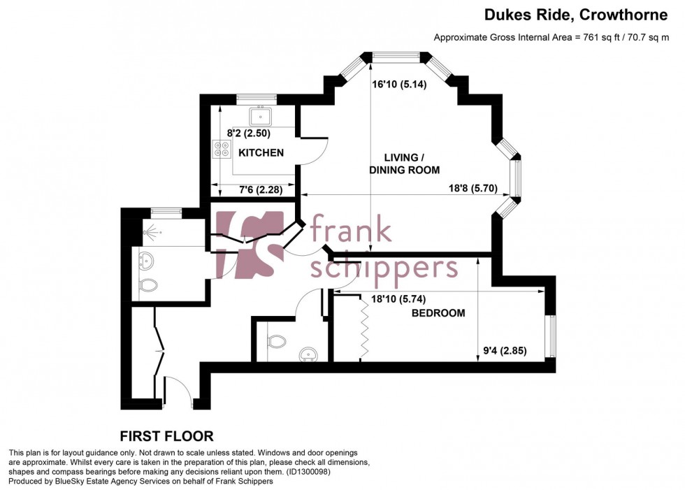 Floorplan for Fleur de lis, Dukes Ride, Crowthorne, Berkshire RG45 6AZ