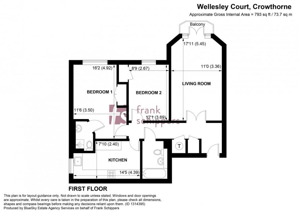 Floorplan for Wellesley Court, Dukes Ride, Crowthorne RG45 6DG