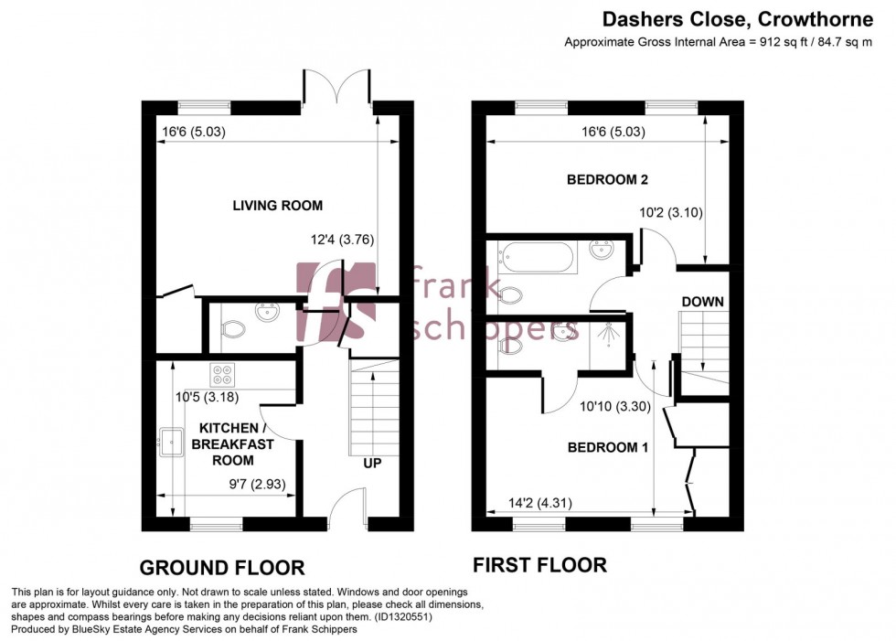 Floorplan for Dashers Close, Crowthorne, RG45 6GX