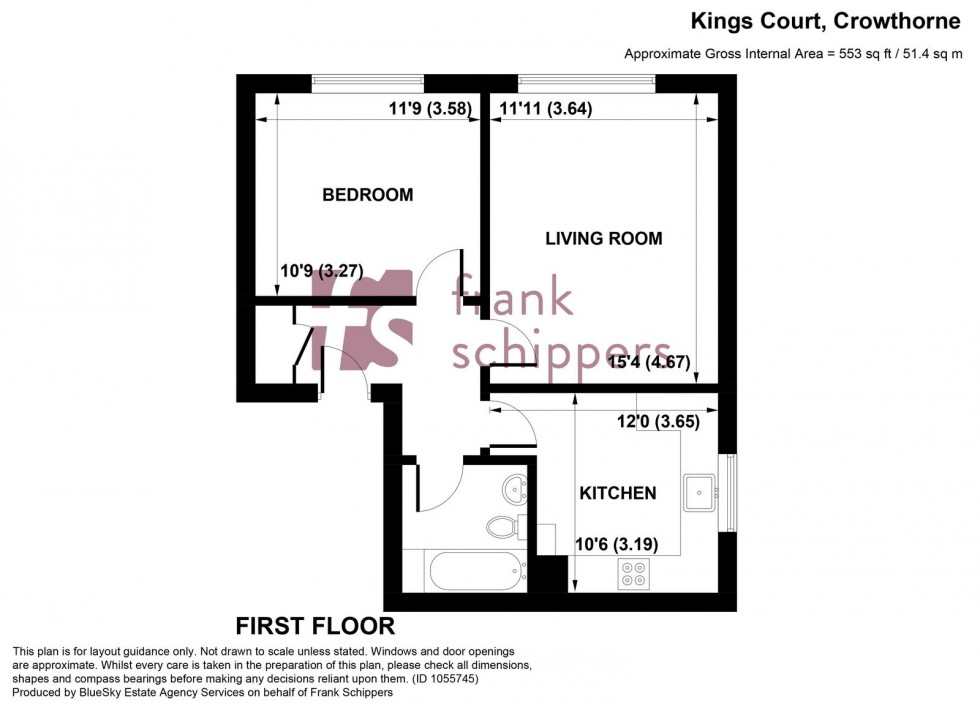 Floorplan for Kings Court, Kings Road, Crowthorne, Berkshire