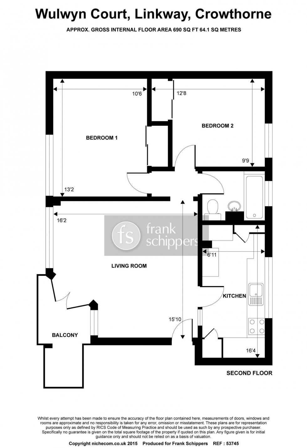 Floorplan for Linkway, Crowthorne, Berkshire, RG45 6ET