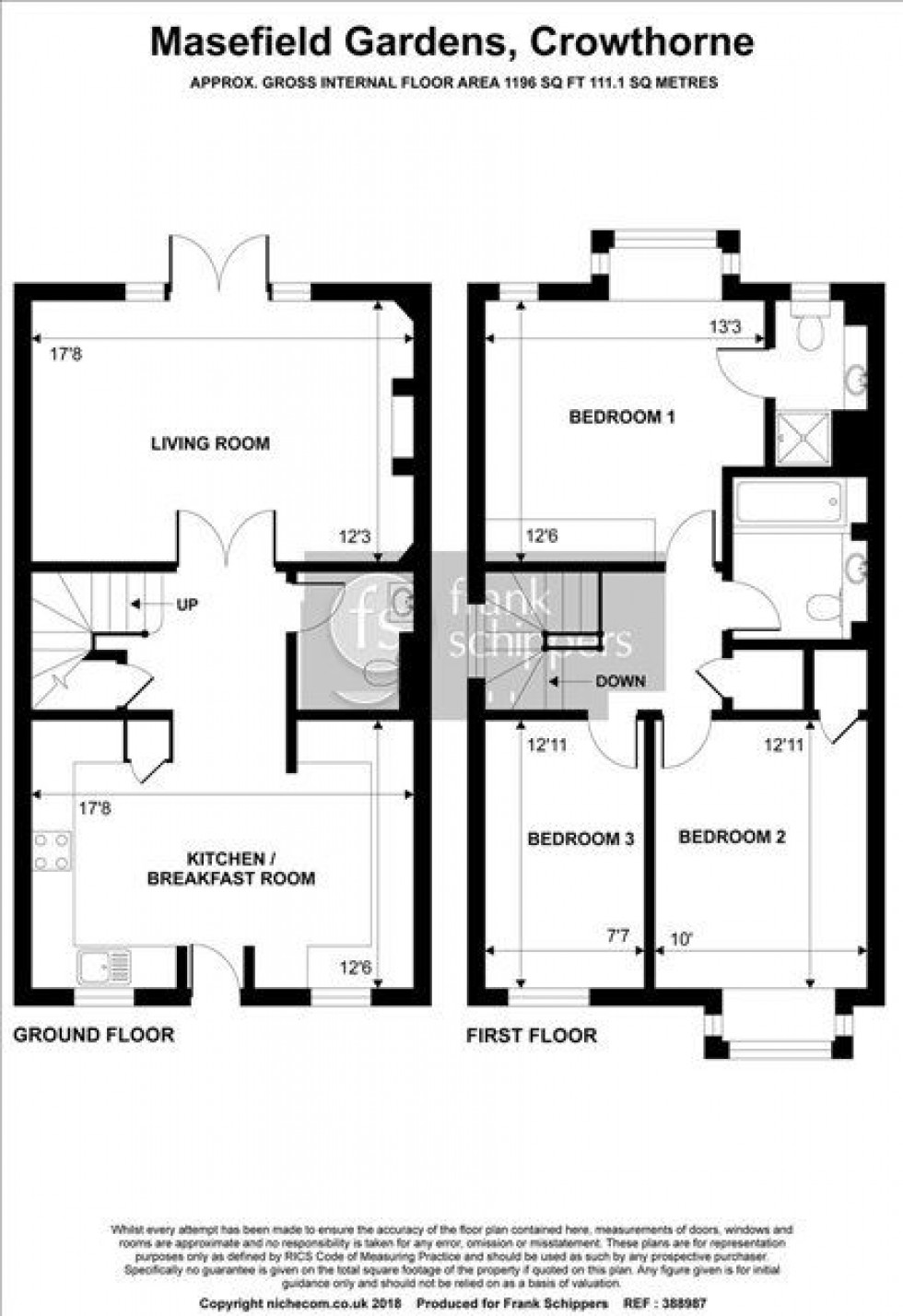 Floorplan for Masefield Gardens, Crowthorne, Berkshire