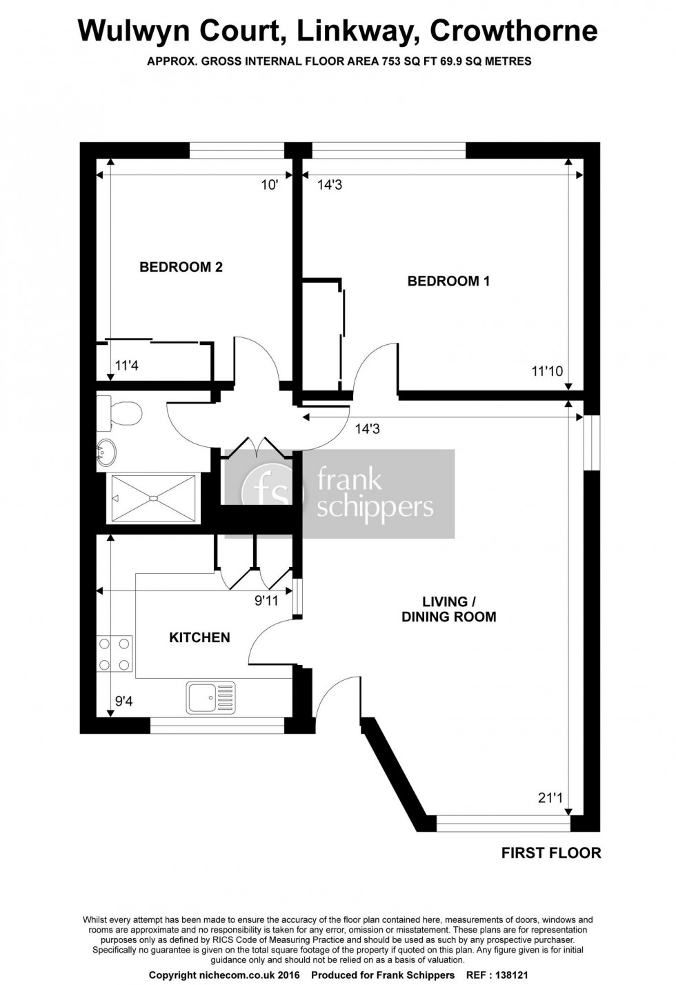 Floorplan for Linkway, Crowthorne, Berkshire, RG45 6ET