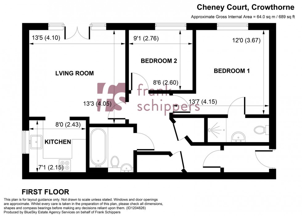 Floorplan for Cheney Court, Pinewood Avenue, Crowthorne, Berkshire, RG45 6RD