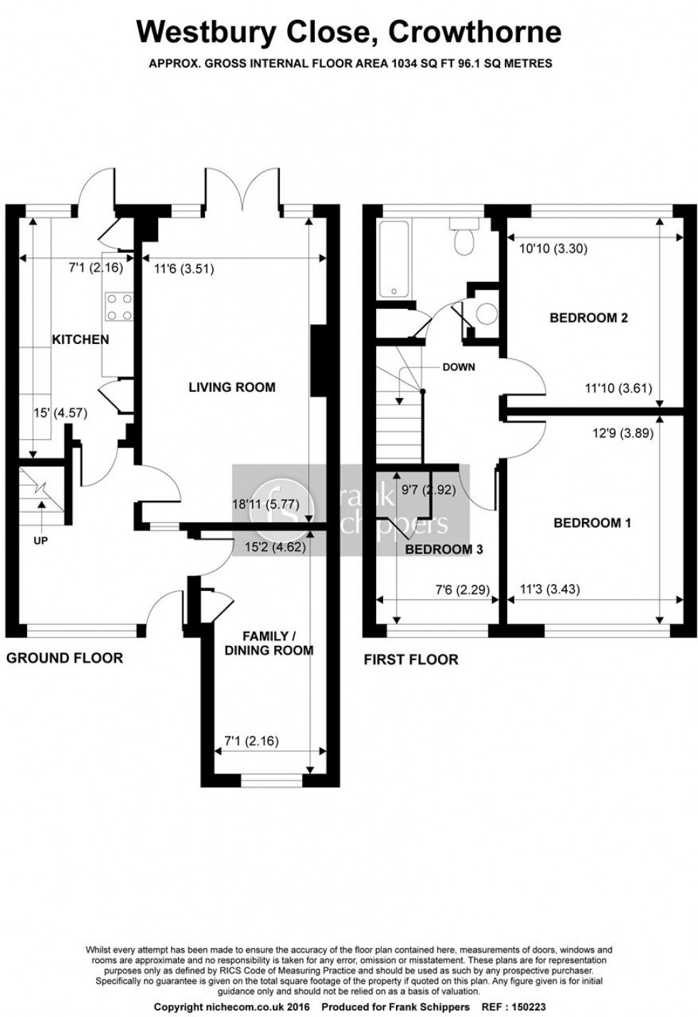 Floorplan for Westbury Close, Crowthorne