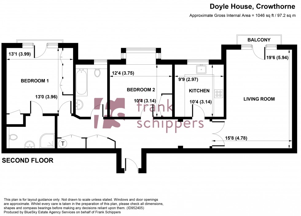Floorplan for Doyle House, Masefield Gardens, Crowthorne